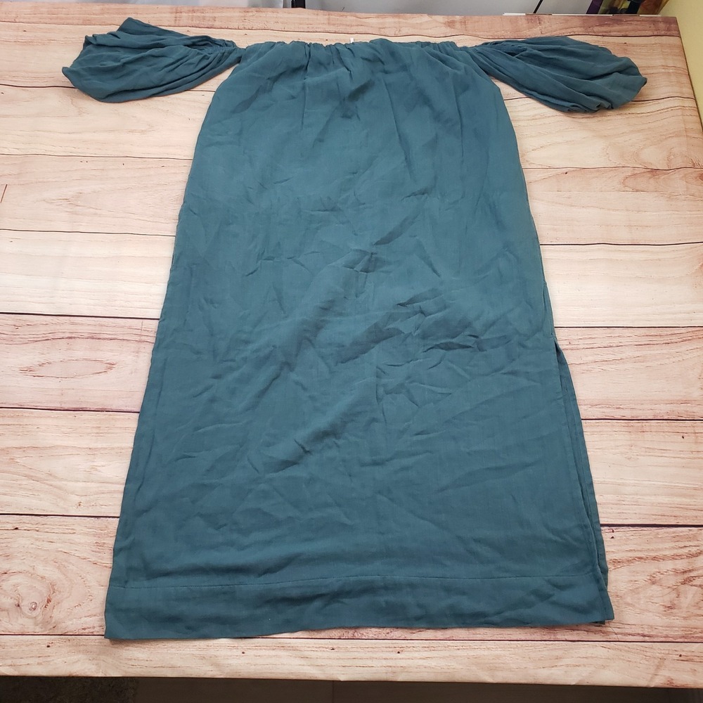 Free People Dress Womens Medium Blue Maxi Off The Shoulder Side Slit Ladies
